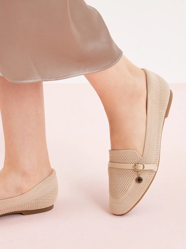 PAZZION, Annabelle Flyknit Loafers, Almond