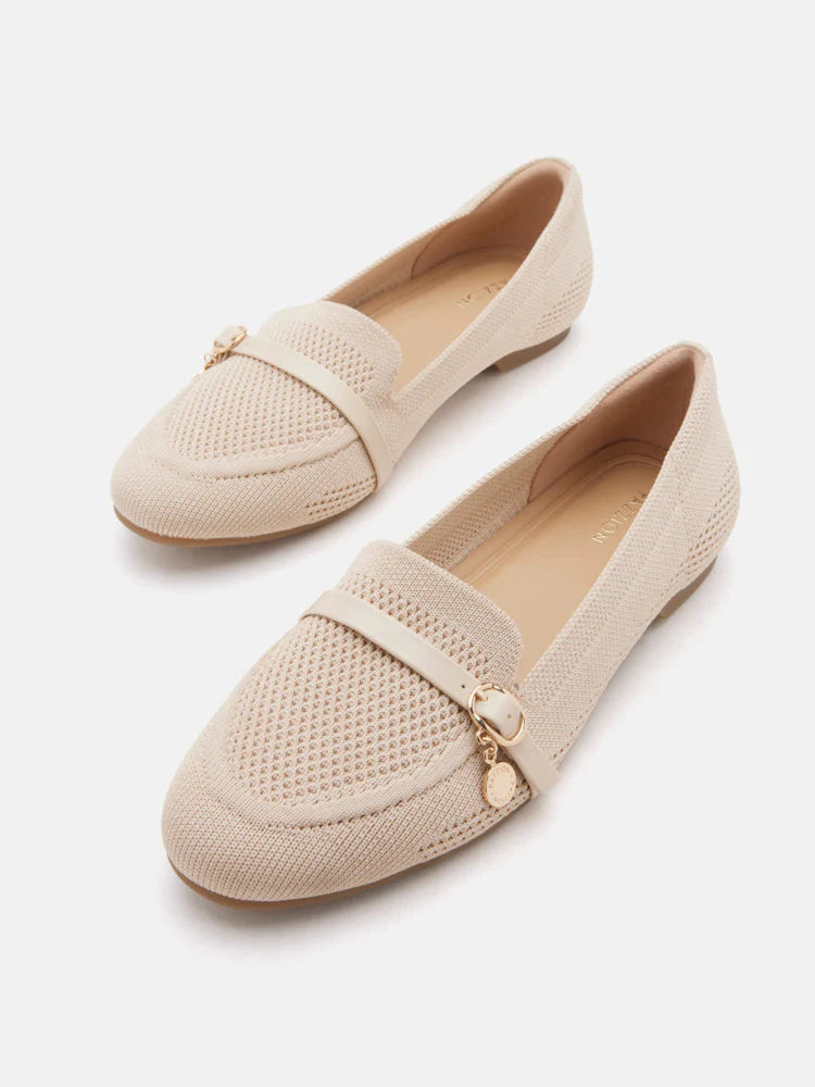 PAZZION, Annabelle Flyknit Loafers, Almond