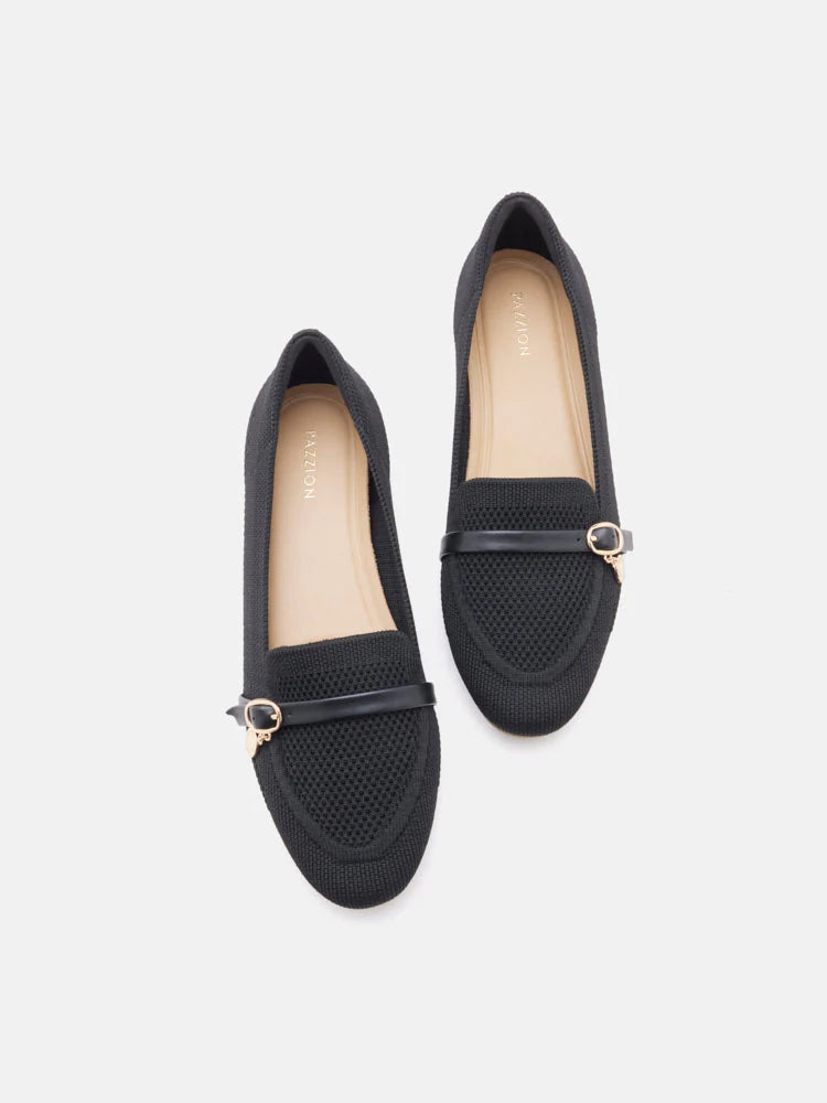PAZZION, Annabelle Flyknit Loafers, Black