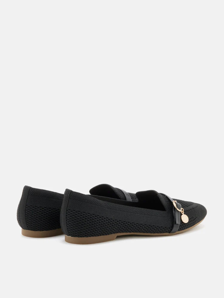 PAZZION, Annabelle Flyknit Loafers, Black