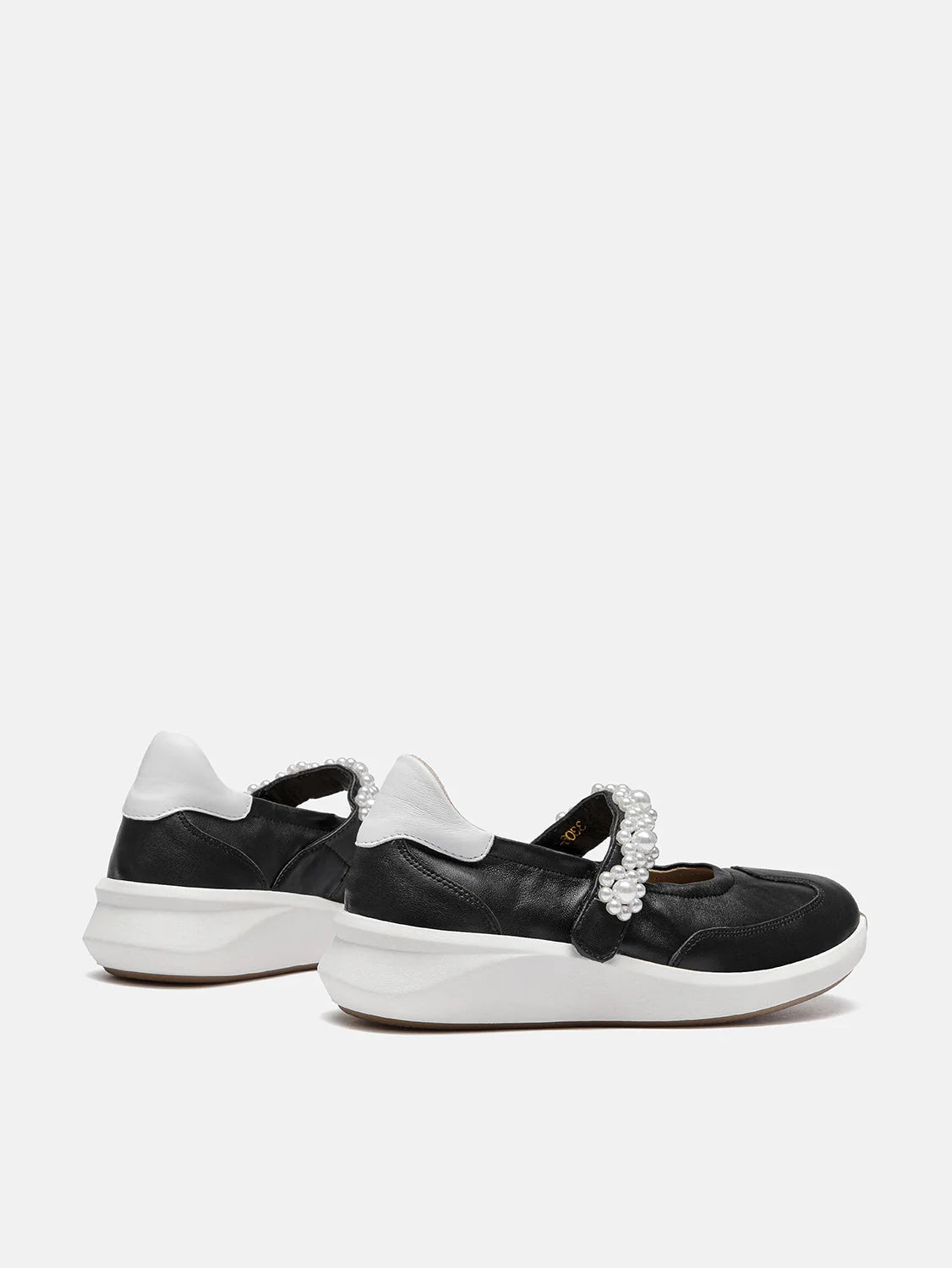 PAZZION, Arlise Pearl Embellished Leather Mary Janes, Black