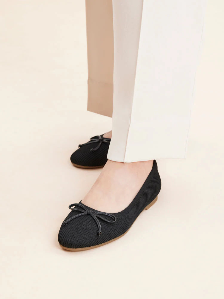 PAZZION, Cerese Flyknit Bow Ballet Flats, Black
