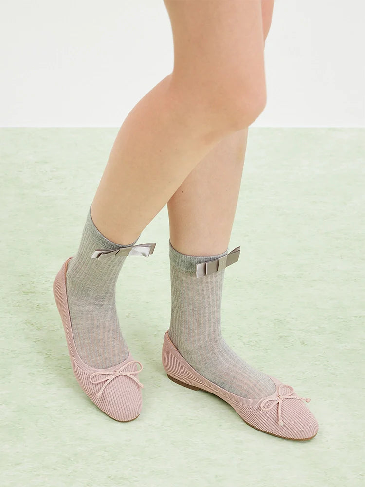PAZZION, Cerese Flyknit Bow Ballet Flats, Pink