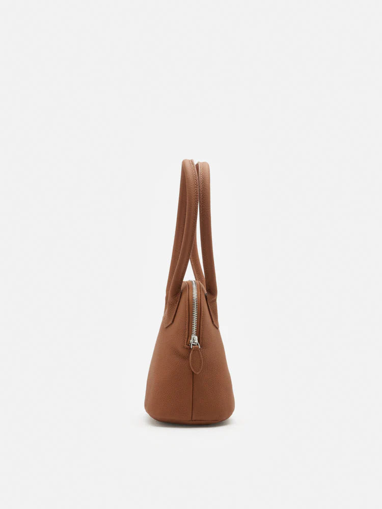 PAZZION, Clara Rounded Top Handle Bag, Brown