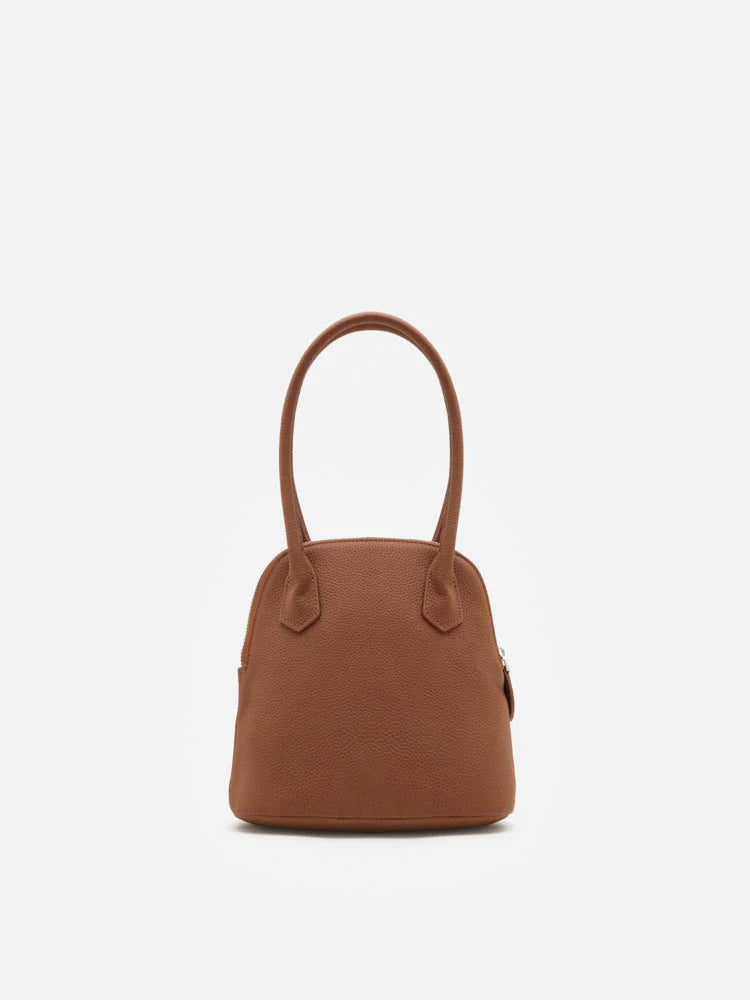 PAZZION, Clara Rounded Top Handle Bag, Brown