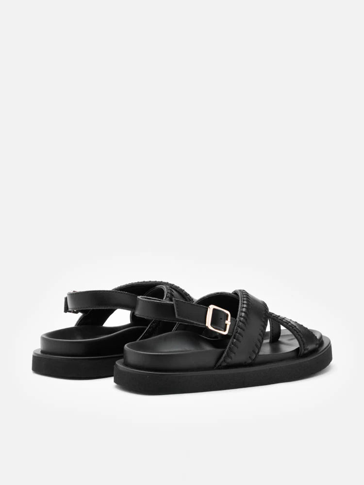 PAZZION, Constance Stitched Slingback Sandals, Black