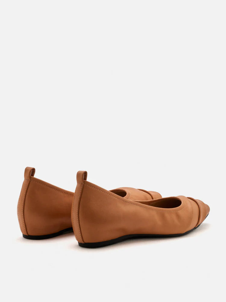 PAZZION, Elie Ruched Padded Flats, Brown