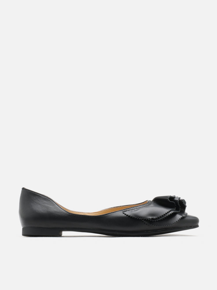 PAZZION, Elysia Ruffled Flats, Black