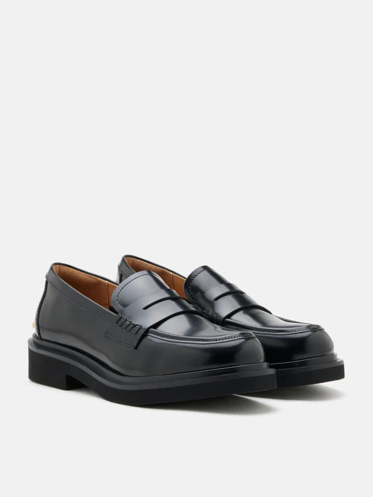 PAZZION, Finn Studded Heel Penny Loafers, Black
