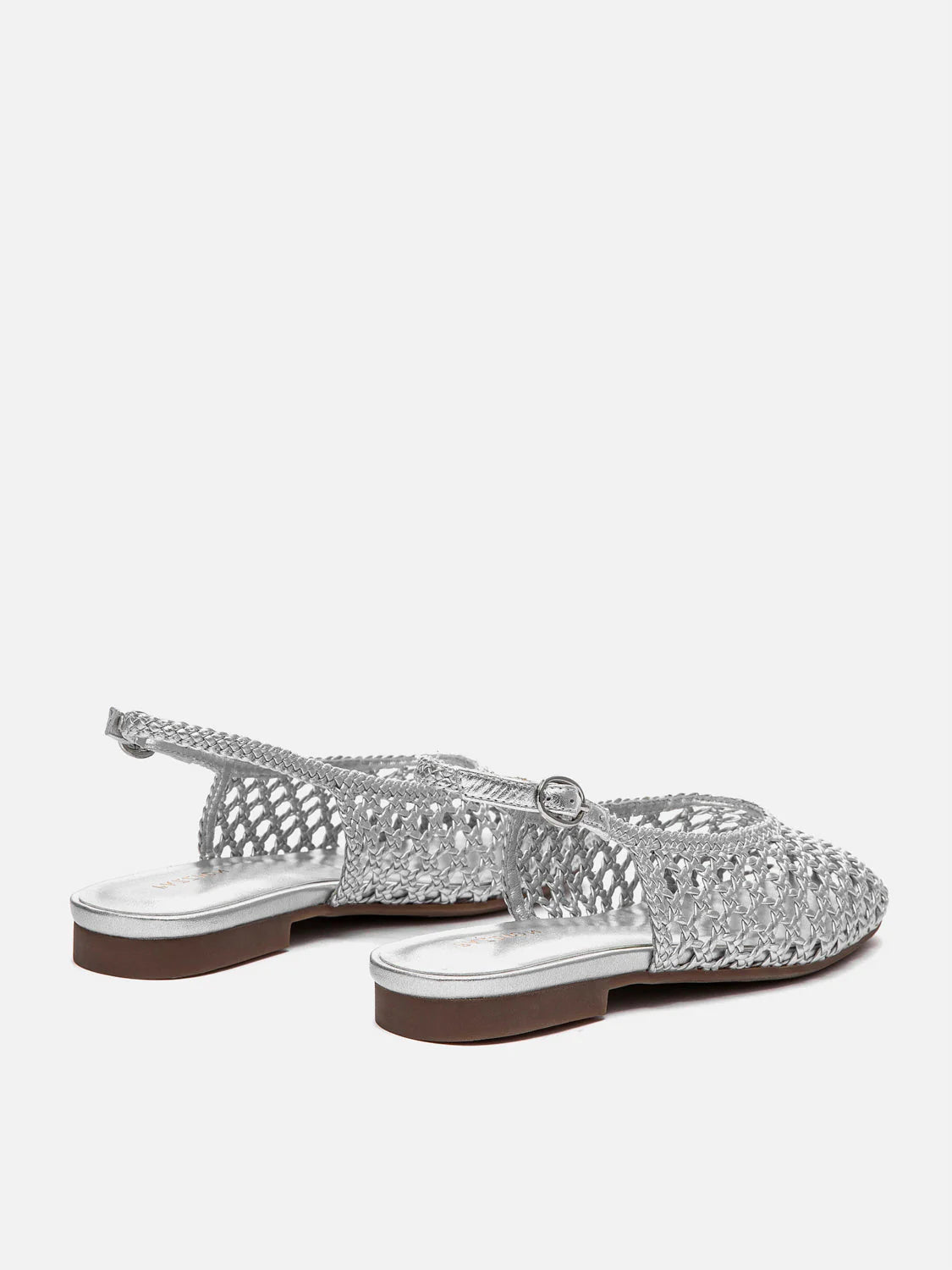 PAZZION, Ginevra Woven Slingback Flats, Silver