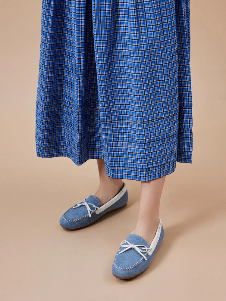 PAZZION, Glenda Denim Bow Moccasins, Lightblue