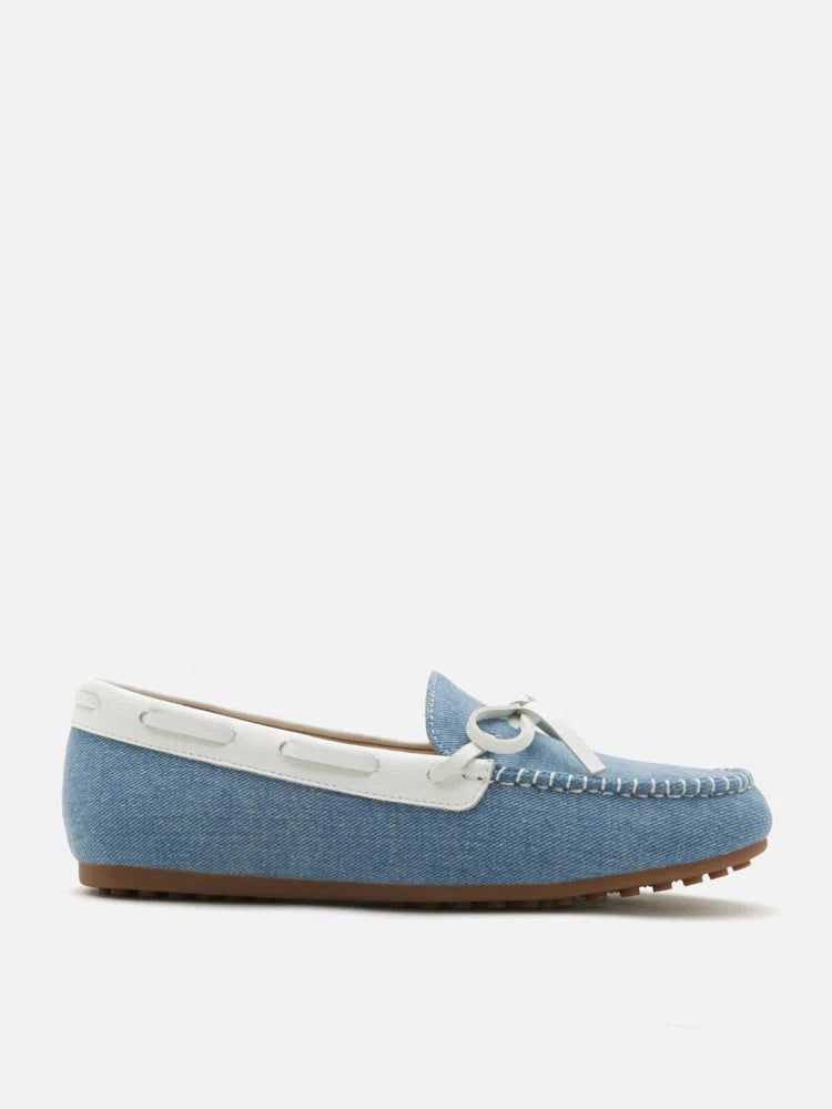 PAZZION, Glenda Denim Bow Moccasins, Lightblue