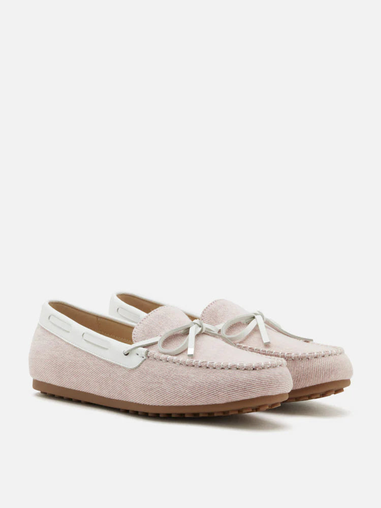 PAZZION, Glenda Denim Bow Moccasins, Pink