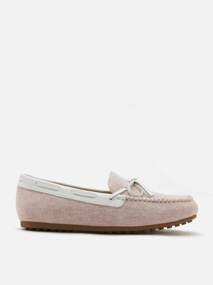 PAZZION, Glenda Denim Bow Moccasins, Pink