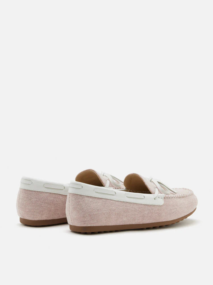 PAZZION, Glenda Denim Bow Moccasins, Pink