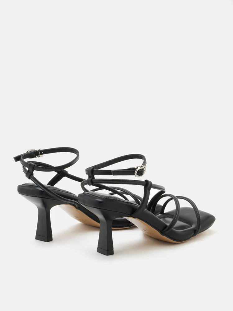 PAZZION, Lena Pillow Strappy Heels, Black