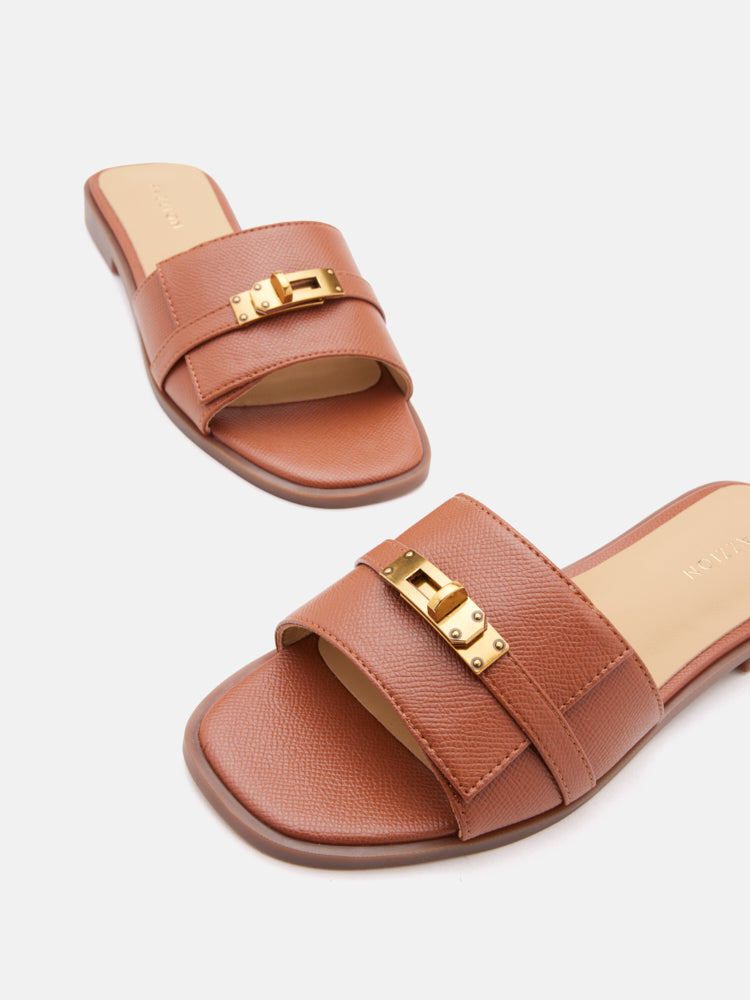 PAZZION, Lexley.O Twist Lock Accent Slides, Brown