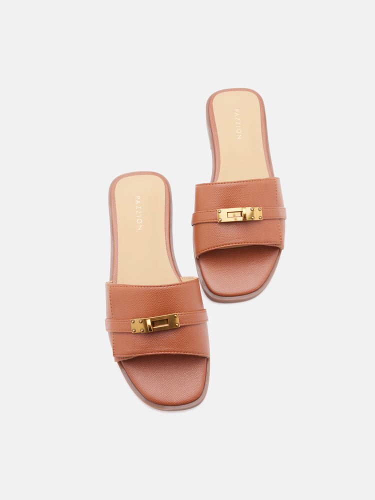 PAZZION, Lexley.O Twist Lock Accent Slides, Brown