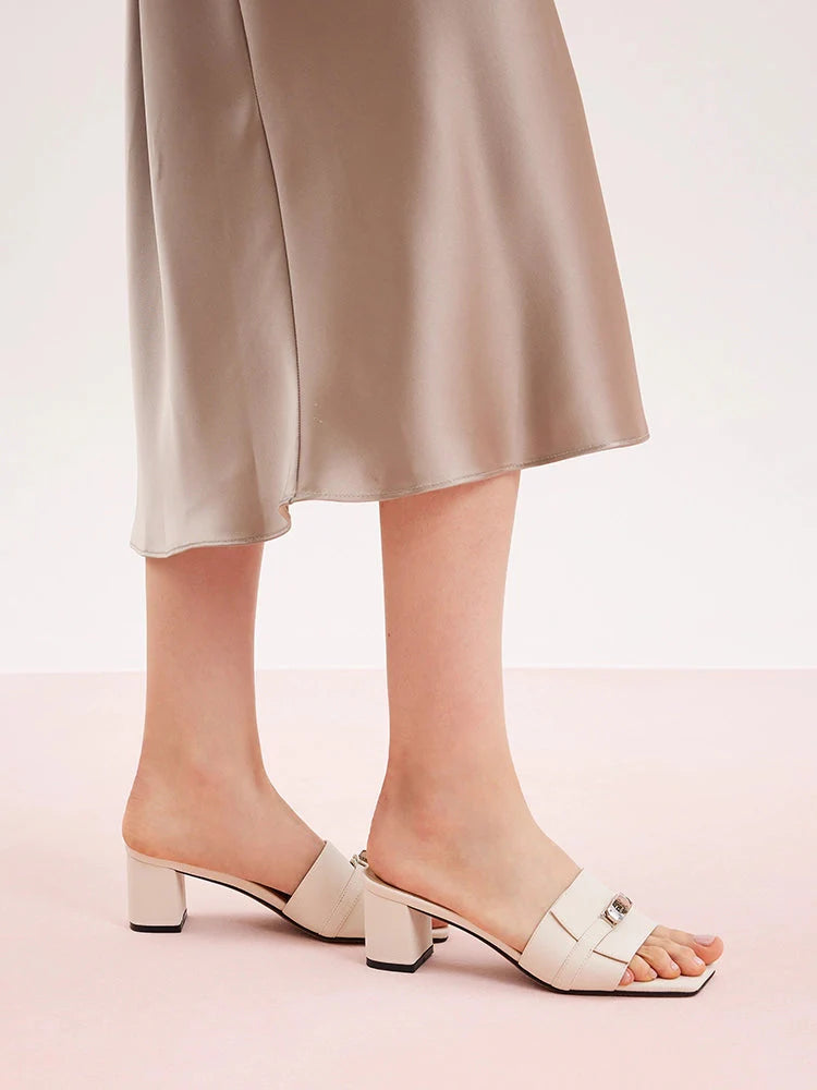 PAZZION, Lexley Twist Lock Accent Sandal Heels, Beige