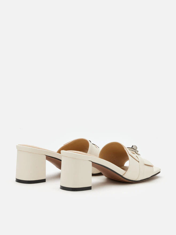 PAZZION, Lexley Twist Lock Accent Sandal Heels, Beige