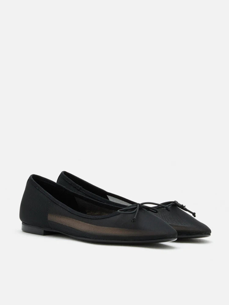PAZZION, Lourdes Bow Mesh Flats, Black