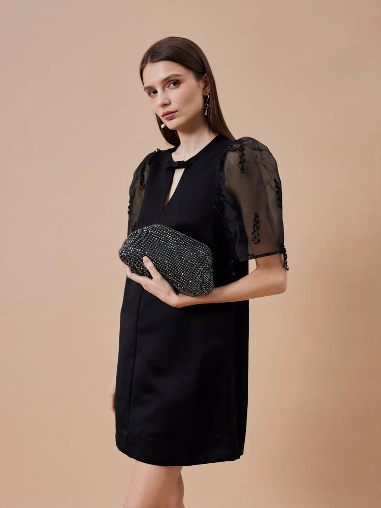 PAZZION, Lumina Diamante Embellished Clutch, Black