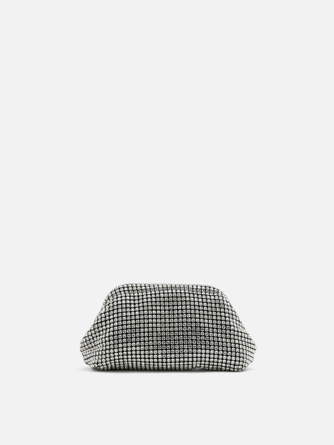 PAZZION, Lumina Diamante Embellished Clutch, Silver