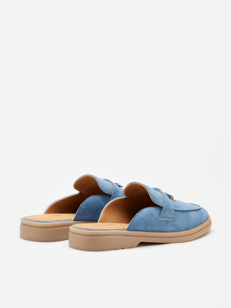 PAZZION, Mavis Suede Mules, Blue
