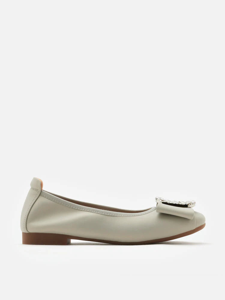 PAZZION, Milla Crystal Buckle Ballet Flats, Grey