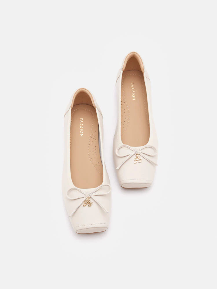PAZZION, Moxie Square-Toe Ballet Flats, Beige