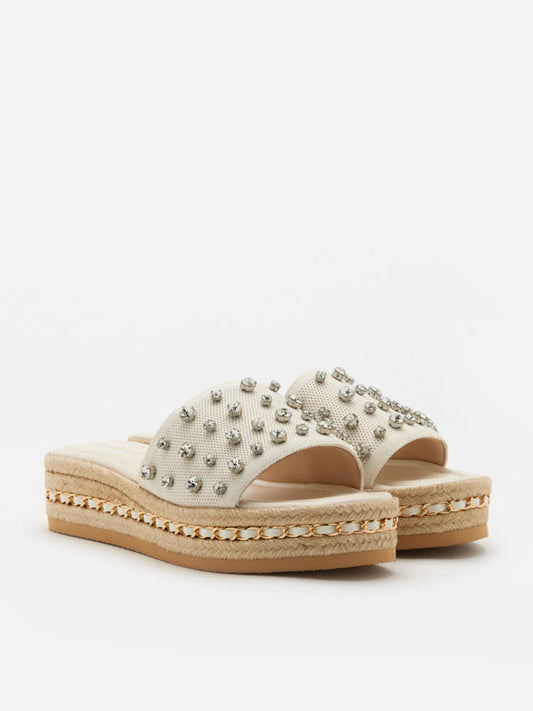PAZZION, Poppy Studded Wedges, Beige