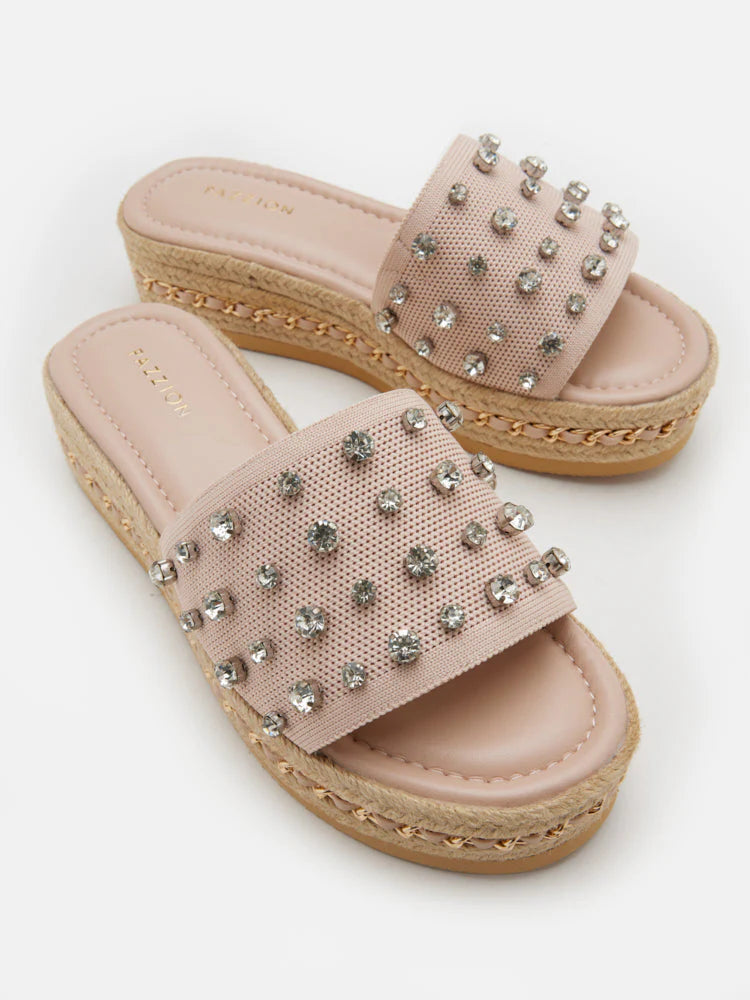 PAZZION, Poppy Studded Wedges, Pink