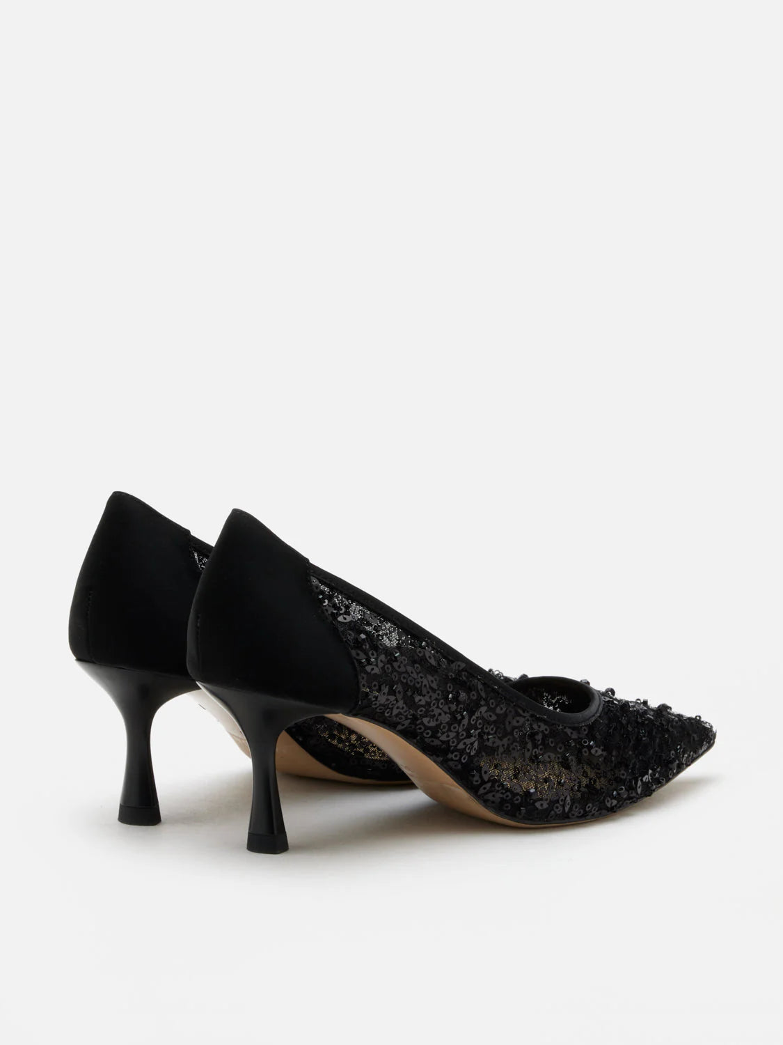 PAZZION, Raena Sequined Mesh Heels, Black