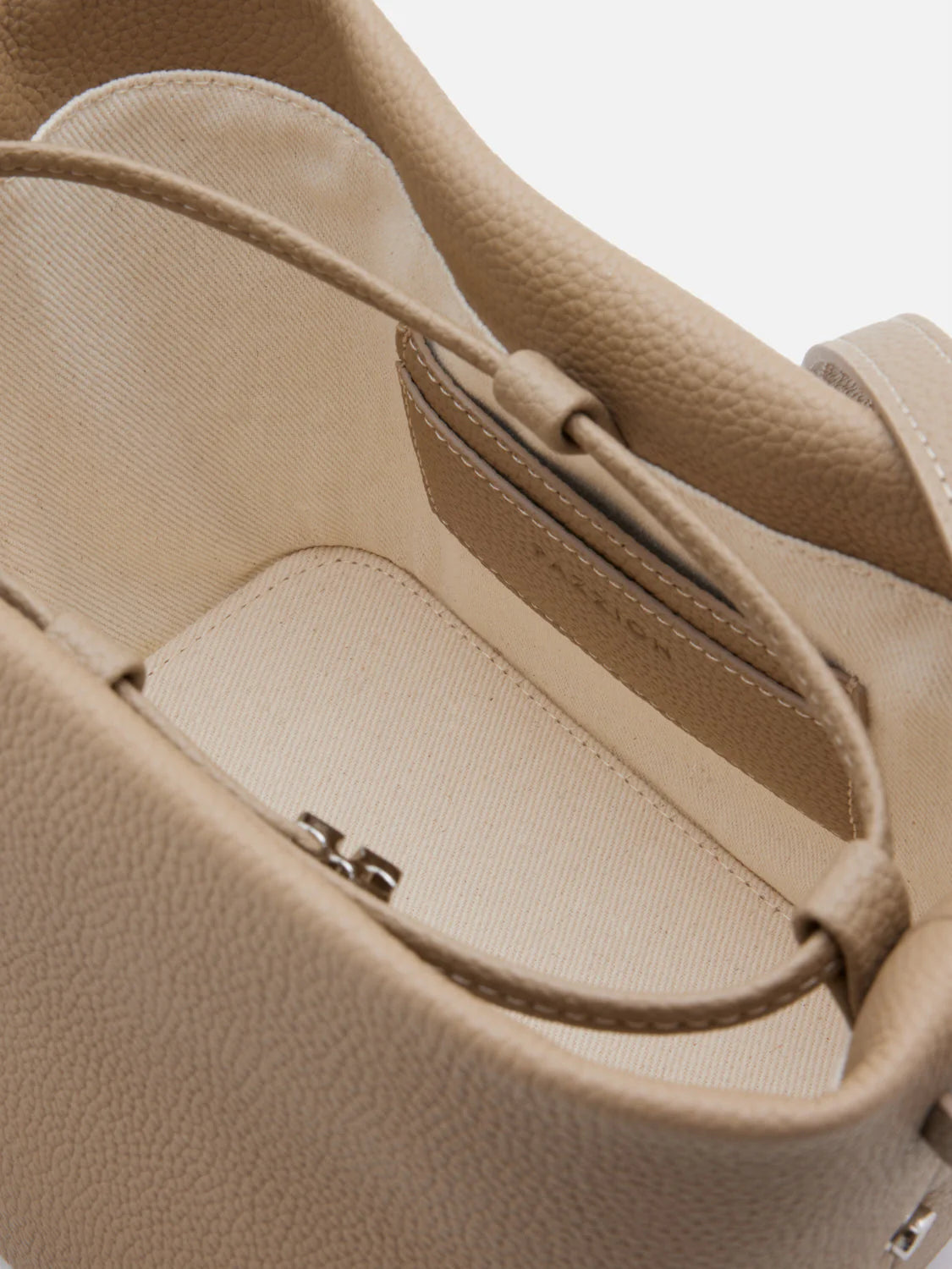 PAZZION, Reza Braided Handle Bucket Bag, Khaki