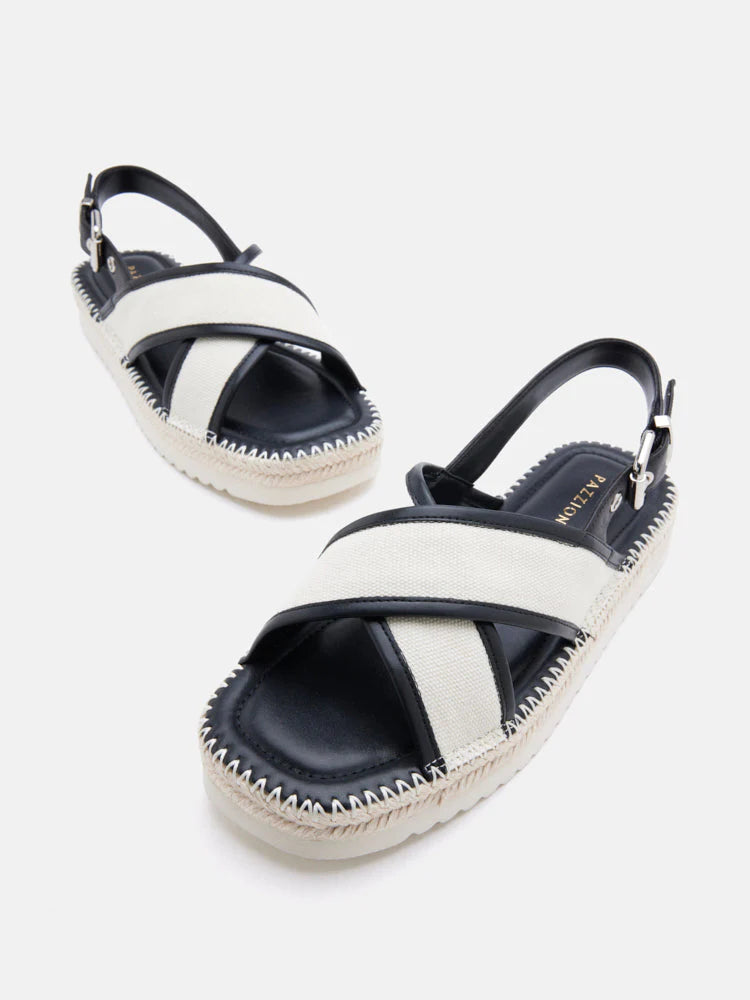 PAZZION, Riva Cross-Strap Espadrille Sandals, Black