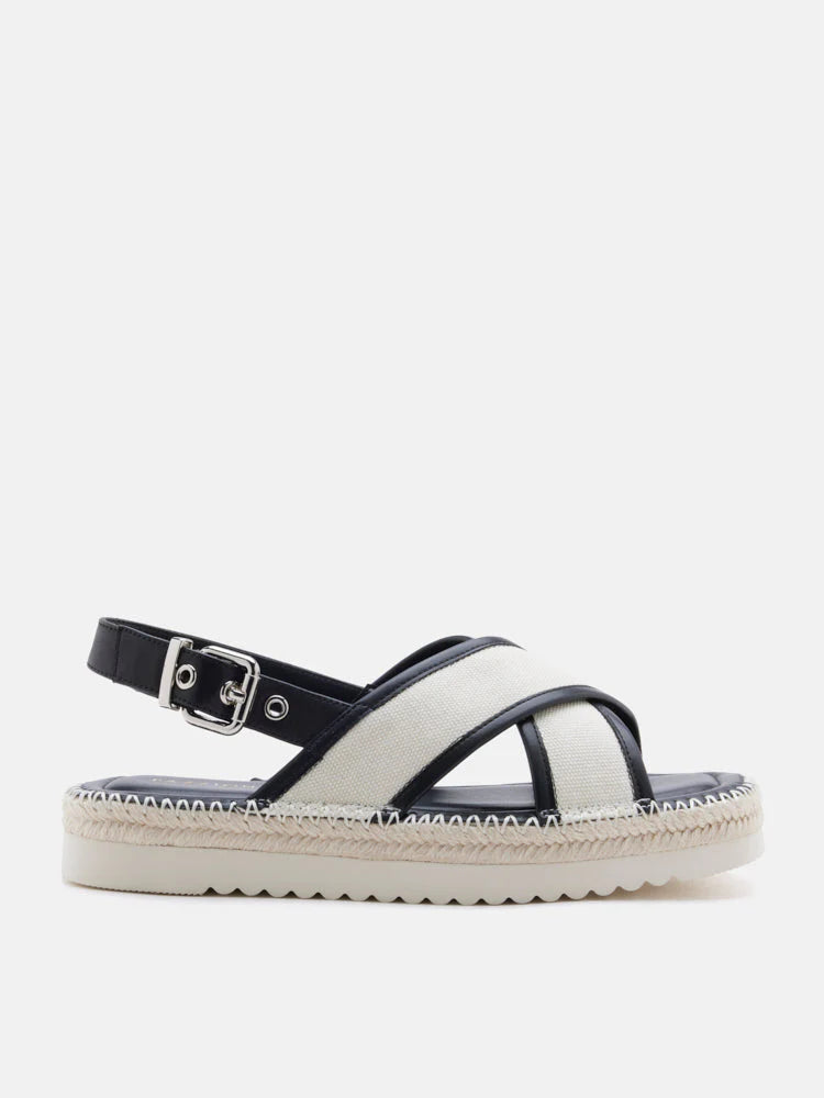PAZZION, Riva Cross-Strap Espadrille Sandals, Black