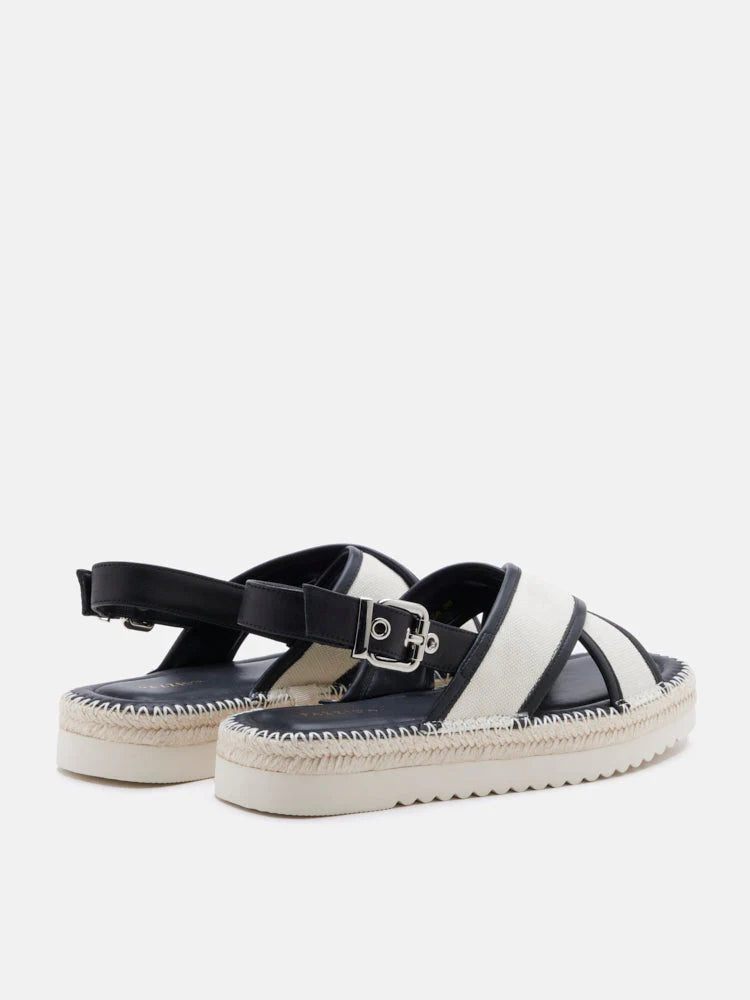 PAZZION, Riva Cross-Strap Espadrille Sandals, Black