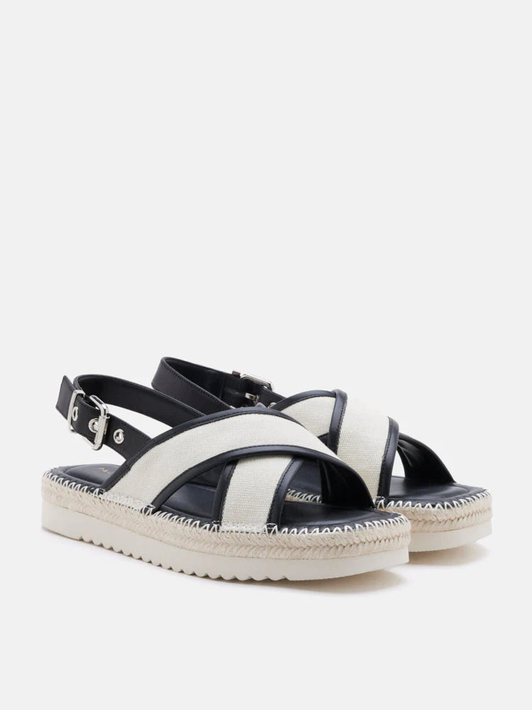 PAZZION, Riva Cross-Strap Espadrille Sandals, Black