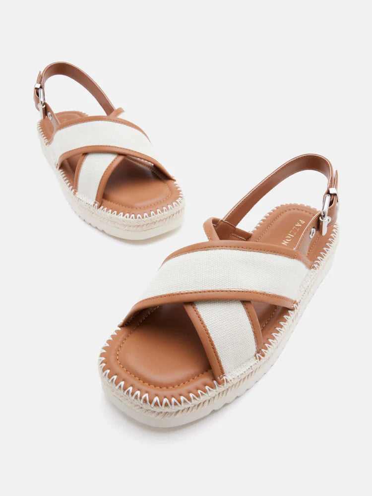 PAZZION, Riva Cross-Strap Espadrille Sandals, Brown