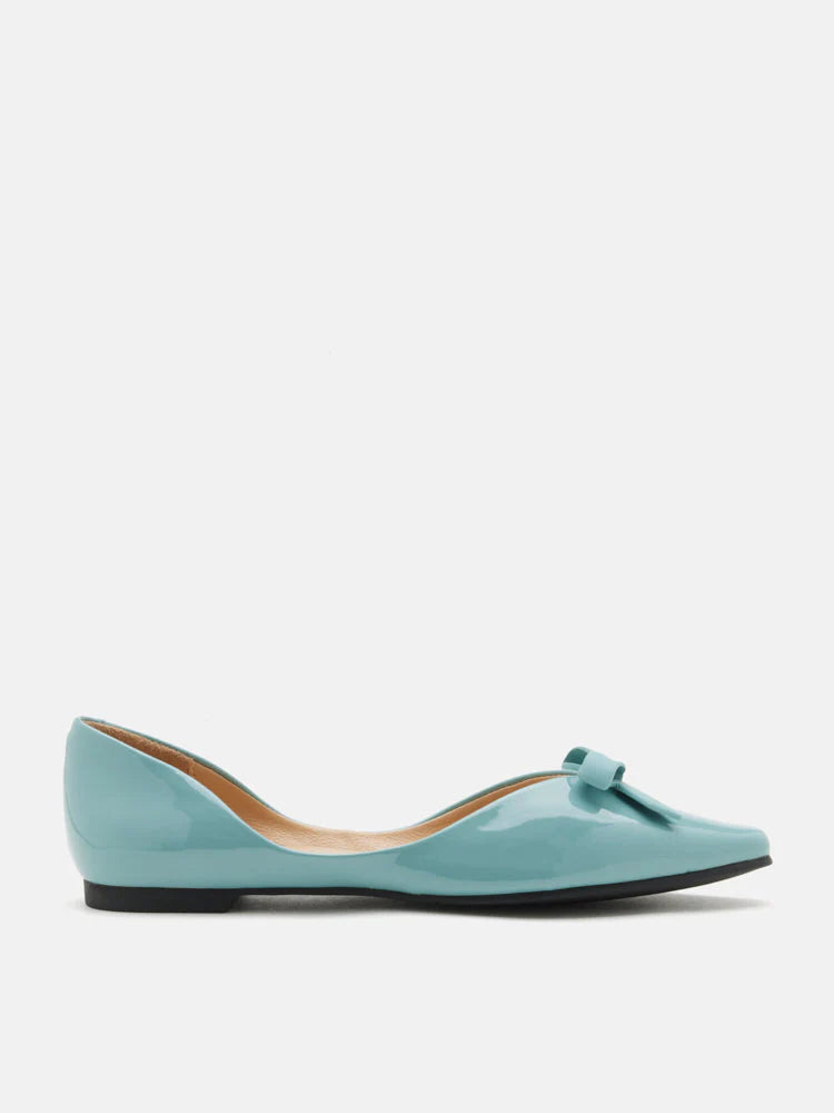 PAZZION, Rosalind Bow-Detailed Patent Leather Flats, Blue
