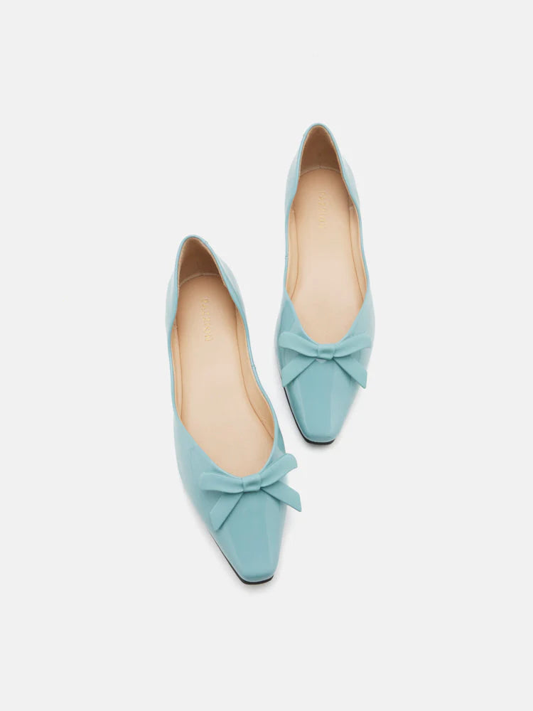 PAZZION, Rosalind Bow-Detailed Patent Leather Flats, Blue