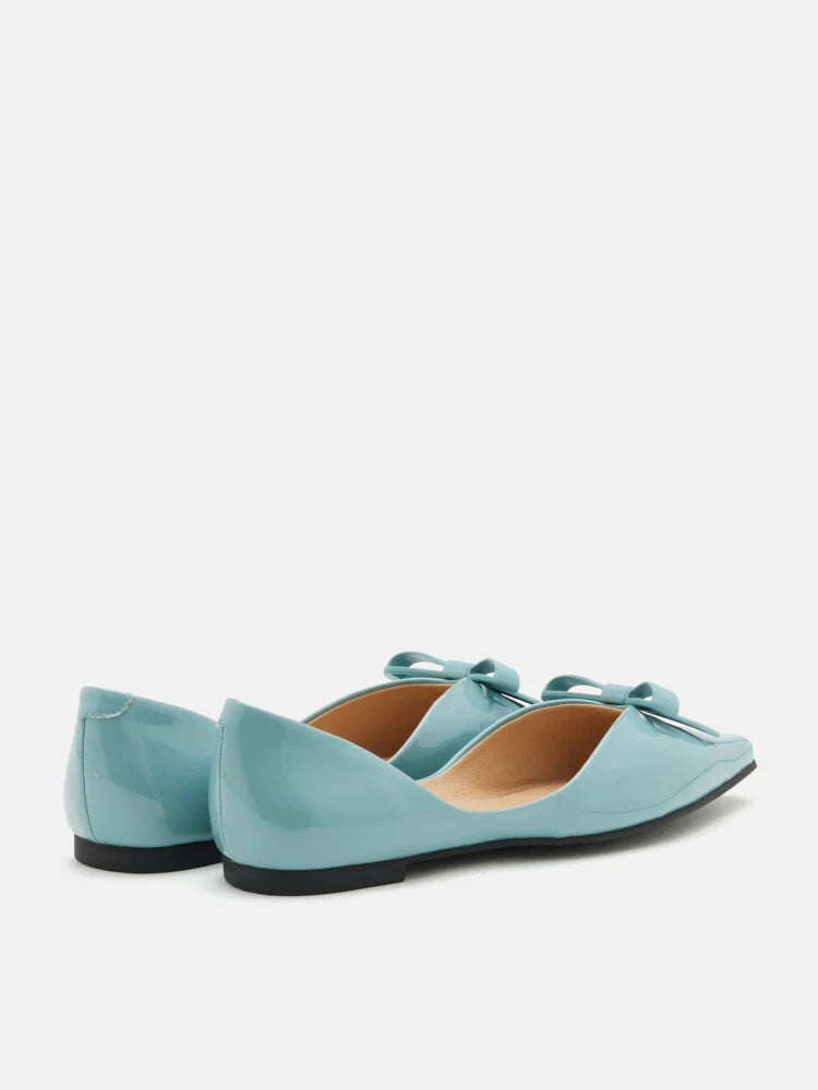 PAZZION, Rosalind Bow-Detailed Patent Leather Flats, Blue