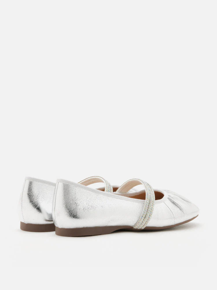 PAZZION, Sarto Crystal Embellished Strapped Mary Janes, Silver