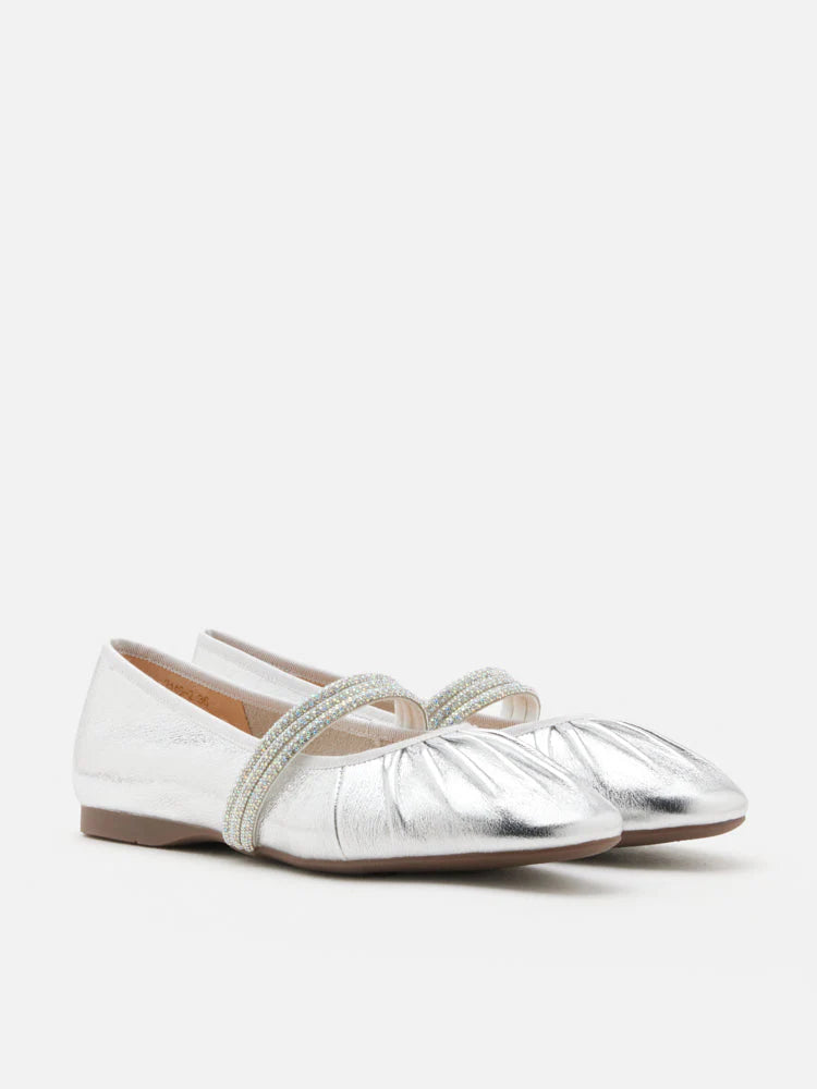 PAZZION, Sarto Crystal Embellished Strapped Mary Janes, Silver