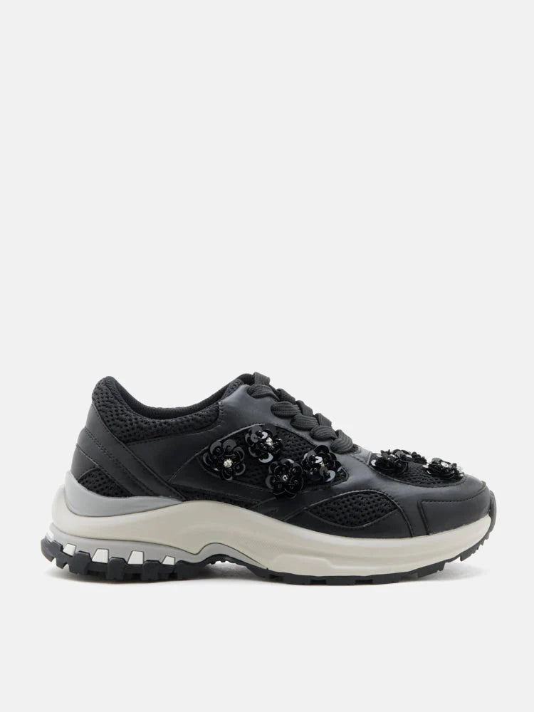 PAZZION, Seraphine Sequinned Blooms Sneakers, Black