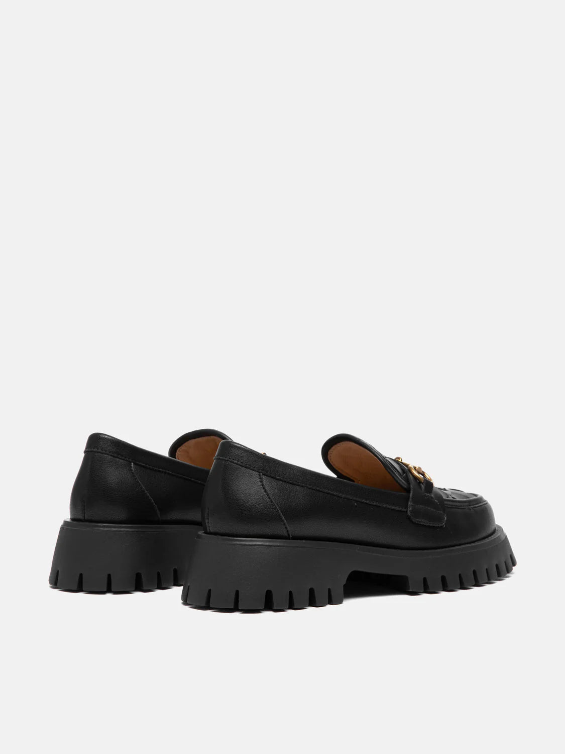 PAZZION, Serivelle Woven Buckle Leather Platform Loafers, Black