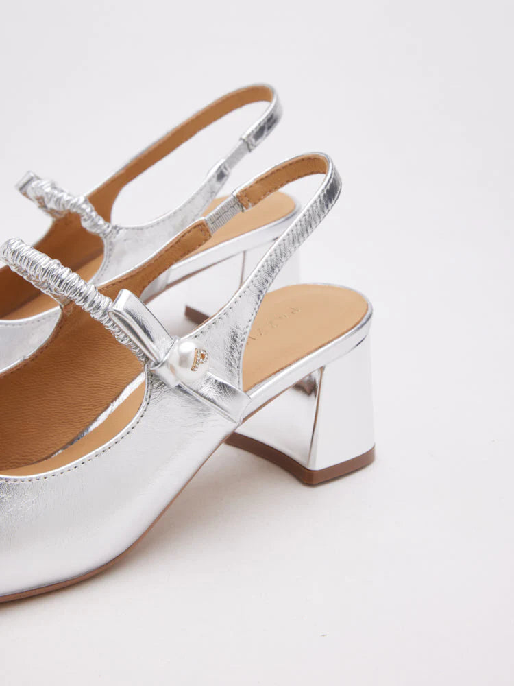 PAZZION, Vika Pearl Mary Jane Pumps, Silver