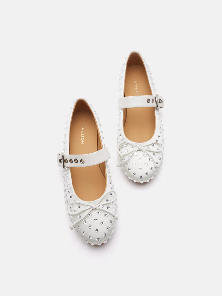 PAZZION, Wisteria Studded Buckled Mary Janes, Beige