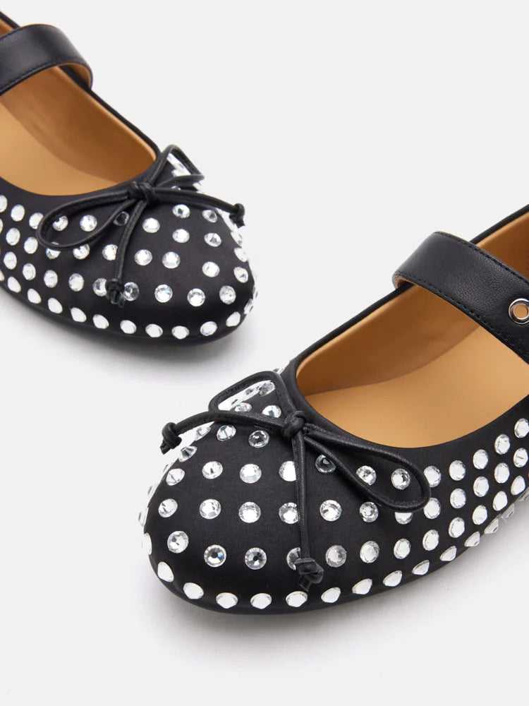 PAZZION, Wisteria Studded Buckled Mary Janes, Black