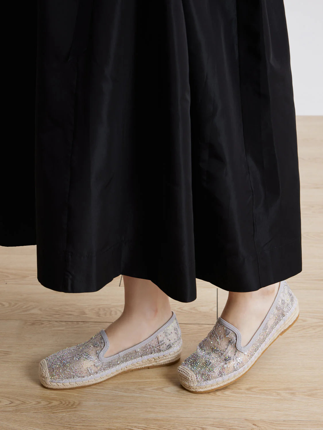 PAZZION, Xandra Crystal Embroidered Espadrilles, Grey